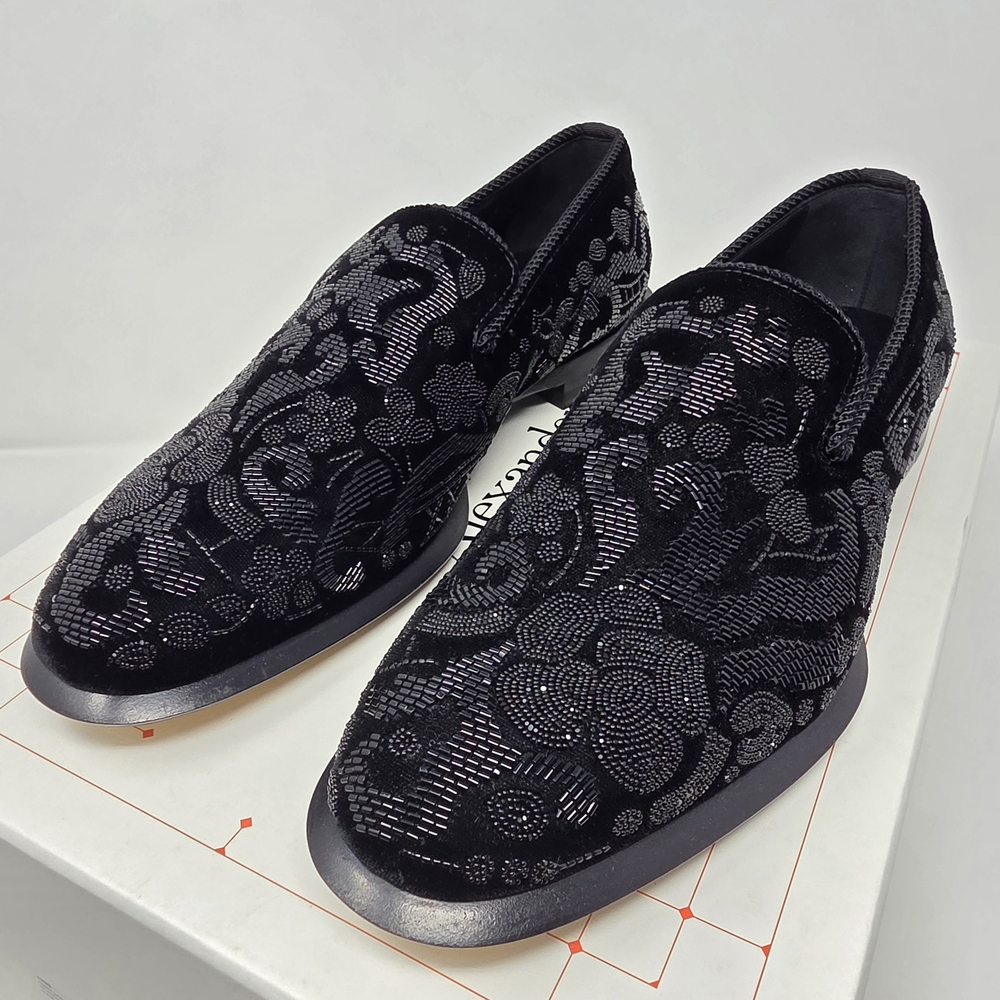 ❌️SOLD❌️ Alexander McQueen 9 42 Black Velvet Velour Slipons Loafers Dress Shoes